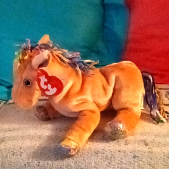 NWT "HORSE", the Cute Little TY Beanie Baby with Colorful Mane & Sparkly Hooves - Picture 1 of 7